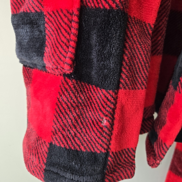 PINK VS Red Buffalo Plaid Flannel Sequin Dog Hooded Robe XS - Picture 3 of 7
